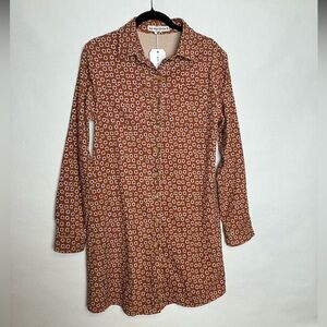 Corduroy retro button up floral dress